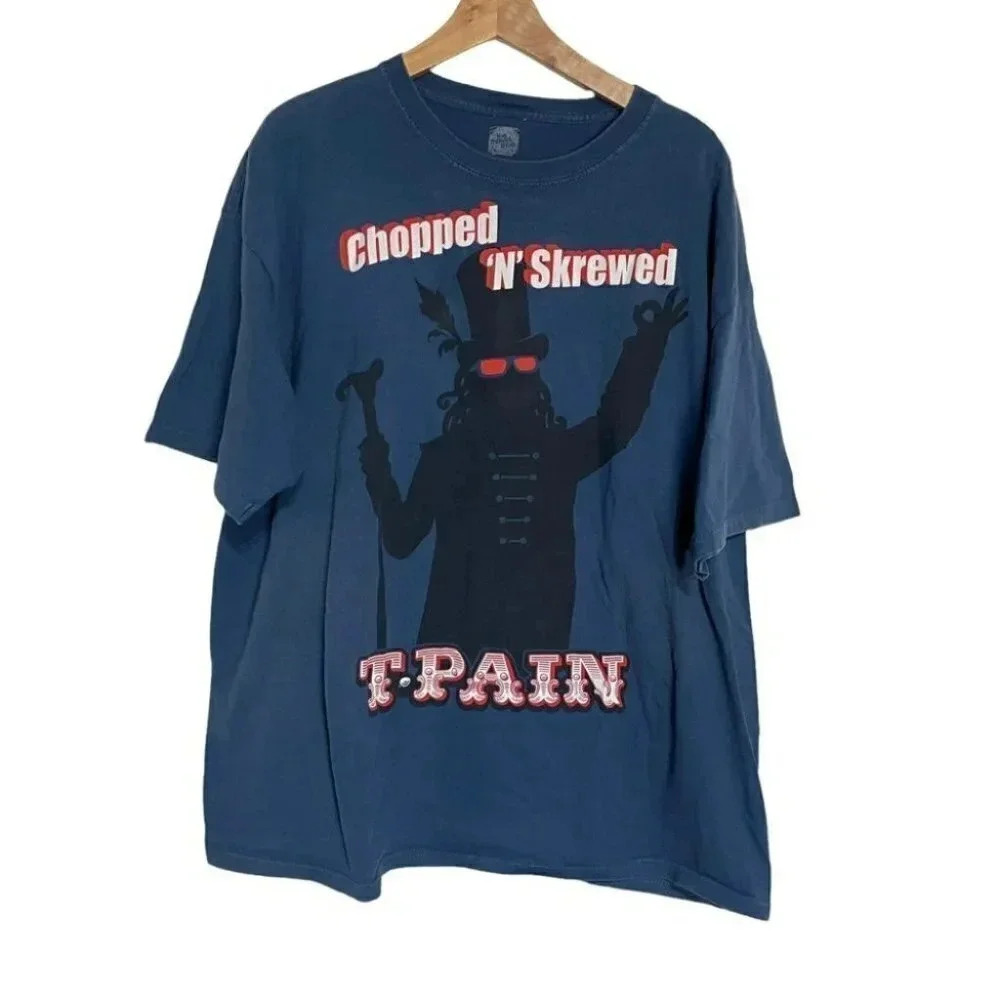 The Thread Shop T-Pain Graphic Tee‎ XXL Blue Chopped N Skrewed Hip Hop Shirt